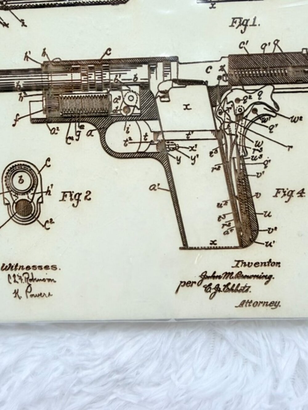 Browning 1911 Patent Print Wood Wall Art Firearm Decor - Picture 5 of 11